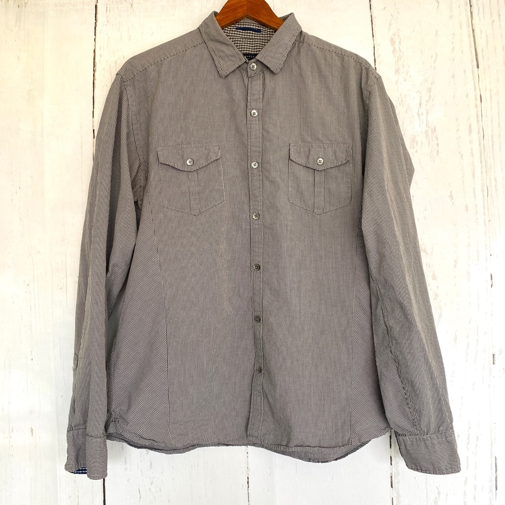 TED BAKER Black Checkered Button Up Shirt 6/2XL